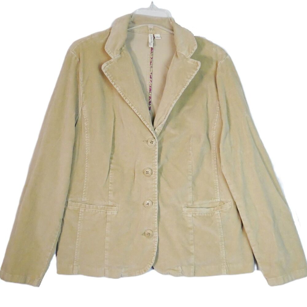 ST John's Bay Women's  Size 1X Tan Corduroy Blazer Coat Stretch Pockets